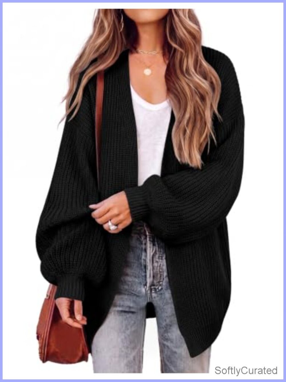 Oversized Chunky Knit Long Sleeve Open Front Cardigan Sweater